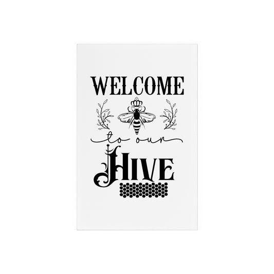 Acrylic Sign with Wooden Stand Welcome to our Hive