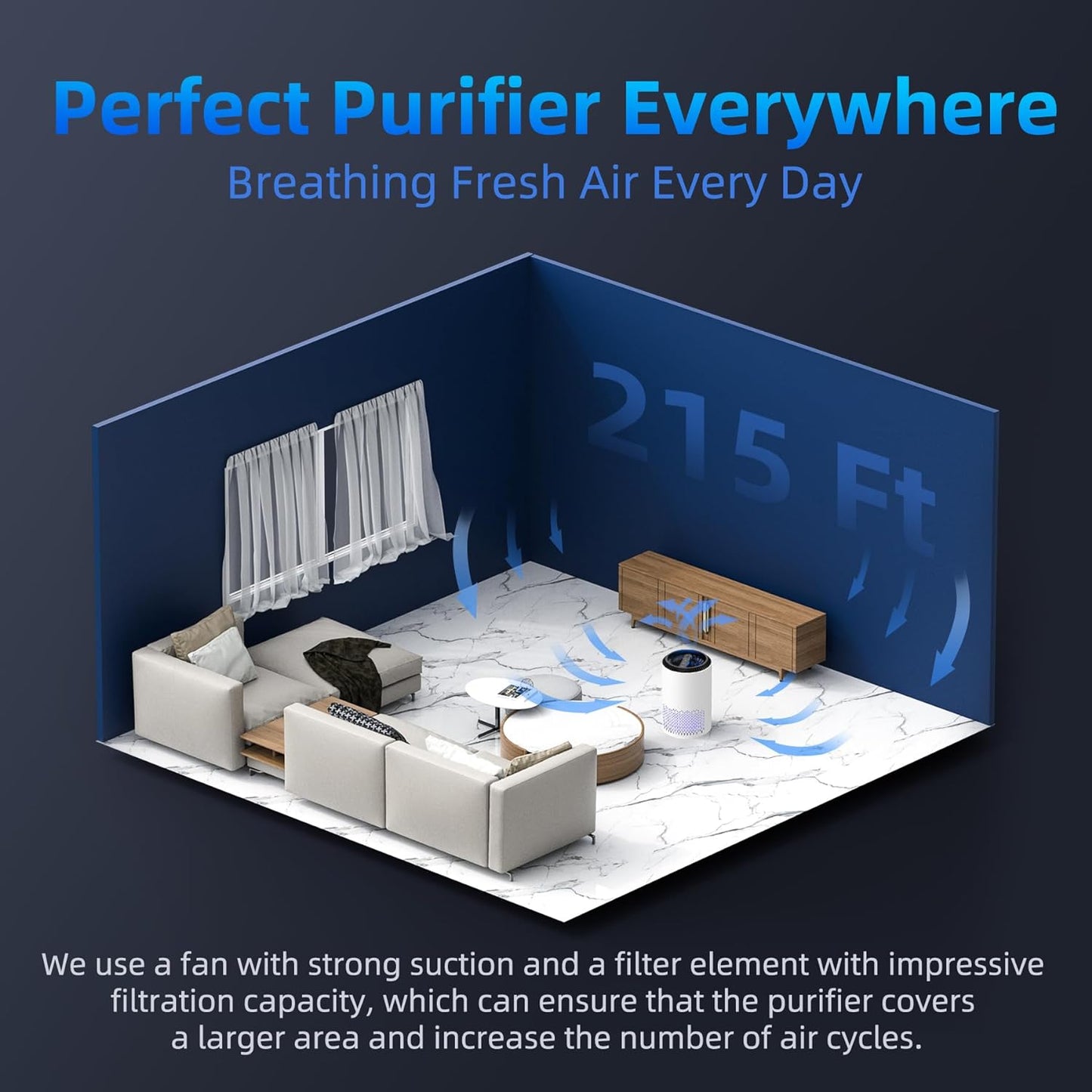 Air Purifiers for Home, Air Purifier Air Cleaner for Smoke Pollen Dander Hair Smell Portable Air Purifier with Sleep Mode Speed Control for Bedroom Office Living Room, MK01- White